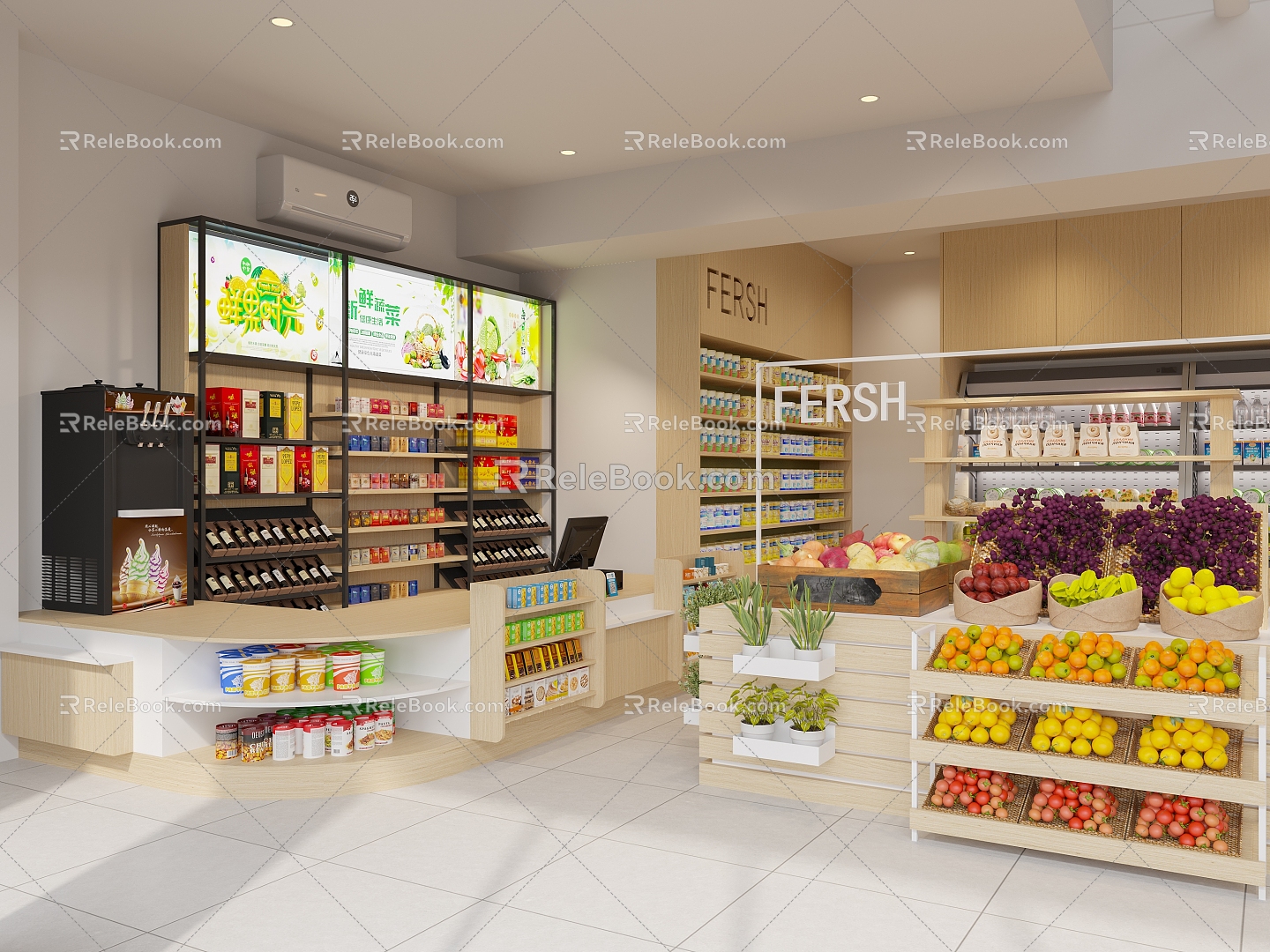 Modern Fruit Store Fresh Fruit Small Supermarket 3d model