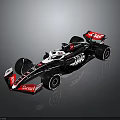 Modern F1 Race Car Design With Black Red White Aerodynamic Body And Haas Livery