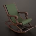 Comfortable Rocking Chair With Wooden Frame And Green Cushion For Leisure Home
