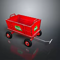 Red Utility Trolley With Fresh Logo And Four Red Wheels Design