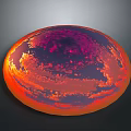 Vibrant Cosmic Sphere With Red Purple Hues And Cloud Like Texture On Dark Background