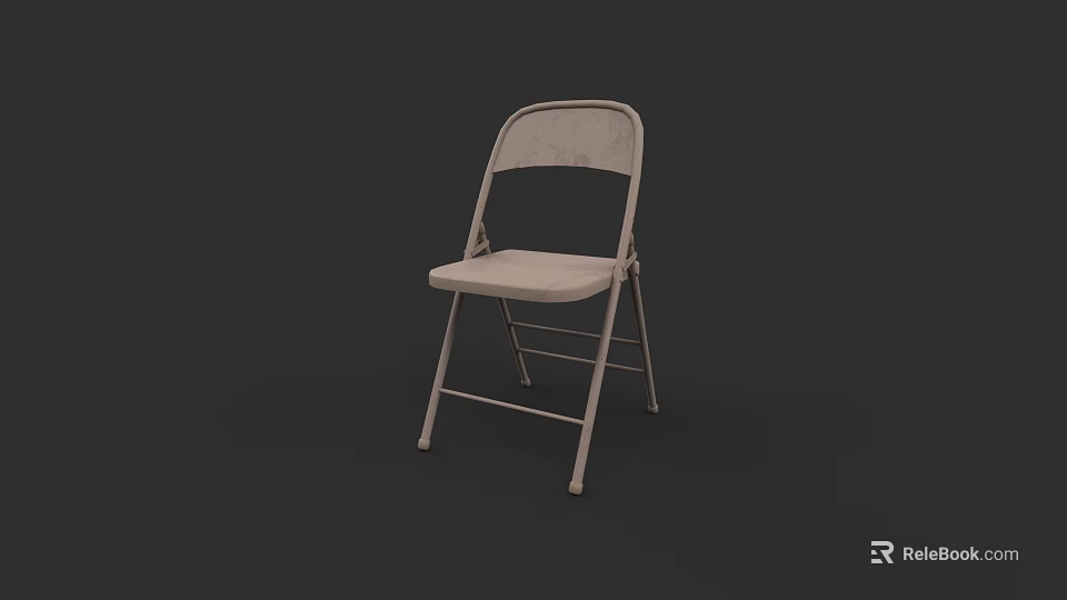 Light Colored Foldable Dining Chair With Metal Frame And Fabric Seat 3d model 