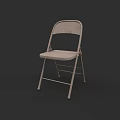Light Colored Foldable Dining Chair With Metal Frame And Fabric Seat