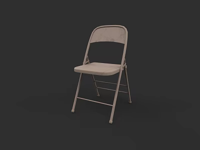 Light Colored Foldable Dining Chair With Metal Frame And Fabric Seat 3d model