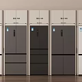 Modern Multiple Model Refrigerators In White And Dark Gray Displayed In A Row 3d model