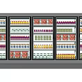 Commercial Display Freezer With Glass Doors And Colorful Packaged Products