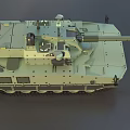 Modern Green Military Tank Featuring Long Gun Barrel Tracks Antenna and Sensors