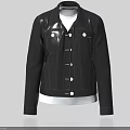 Stylish Black Leather Jacket With Collar Front Pockets And Buttons Over White T-shirt