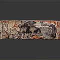 Natural Wood Stone Piece With Red Gray Black Rough Natural Texture On Reflective Surface