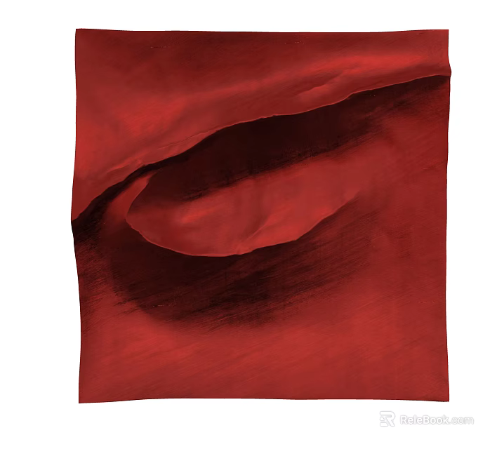 Red Textured Fabric Wall Art With Elegant Wrinkled Design And Rich Color Tone 3d model 
