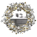 Ornate Round Mirror With Gold Frame And Silver Leaf Decorations 3d model