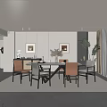 Elegant Modern Restaurant Interior With Dining Table Chairs Decorative Artworks And Soft Lighting