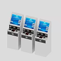 Three Self Service Information Kiosks With Blue Screens And Interactive Panels