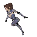 Woman In Futuristic Cybernetic Tech Suit With Metallic Accents And Glowing Details Running