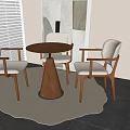Antique Tea Table and Chair Combination Solid Wood Round Table Round Table Solid Wood Backrest Chair Special-shaped Fabric Carpet 3d model