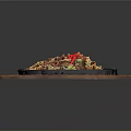 Delicious Fried Noodles with Cabbage and Red Chili Slices on Iron Plate Wooden Tray