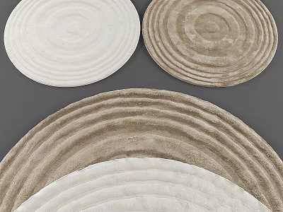 Round Rugs With White And Brown Concentric Circles Pattern For Home Decor 3d model