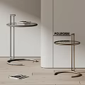 Minimalist Side Table Design With Curved Metal Frame And Glass Top Surface 3d model