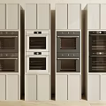 Modern Kitchen Appliances With Multiple Built in Ovens In White Cabinet Setup 3d model