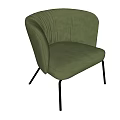 Modern Green Velvet Dining Chairs With Pleated Back And Black Metal Legs