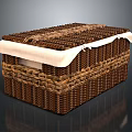 Brown Wicker Storage Basket With White Lid And Woven Texture For Home Use