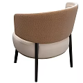 Modern Beige Upholstered Accent Chair with Curved Armrest Textured Pillow and Black Metal Legs