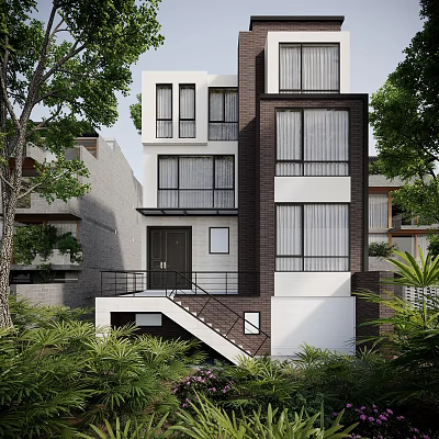 Modern single-family villa villa exterior 3d model