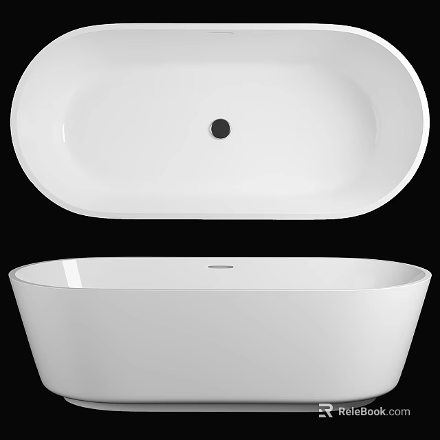 Sleek White Freestanding Oval Shaped Bathtub With Contemporary Design And Smooth Surface 3d model 