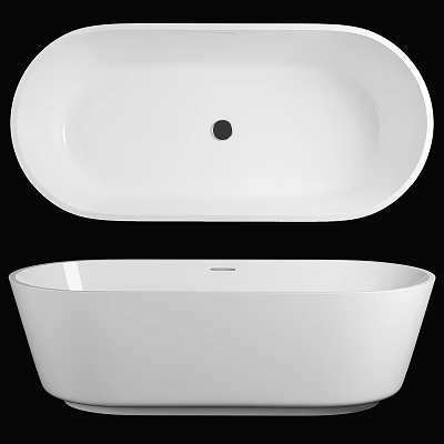 Sleek White Freestanding Oval Shaped Bathtub With Contemporary Design And Smooth Surface 3d model