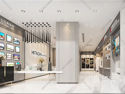 Hitachi Home Store Interior With TV Displays Counter And Modern Lighting Fixtures 3d model