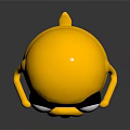 Yellow Cartoon Game Movie Character With Big Eyes Standing Pose And Round Body