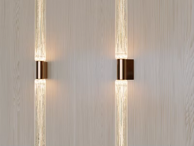 Pair of Modern Crystal Wall Sconces on Light Wooden Wall 3d model