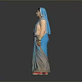 Woman Wearing Blue Sari with Gold Necklace and Bracelets on Shiny Floor