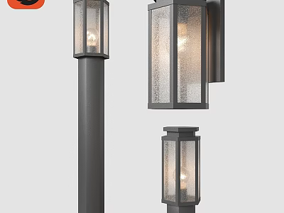 Modern Outdoor Lights With Metal Frame Frosted Glass And Multiple Mounting Styles 3d model