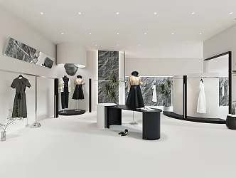 Modern Clothing Store Black and White High-end Clothing Store 3d model