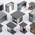 Diverse Modern Kiosk Architectural Styles With Different Roof Types And Glass Features
