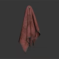 Folded Red Towel with Textured Fabric Displayed on White Background 3d model