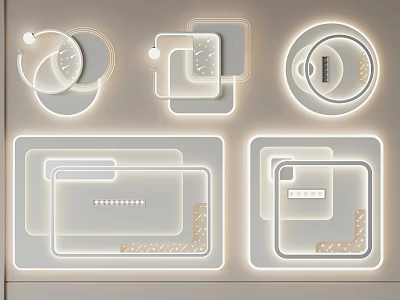 Elegant Modern Ceiling Lights With Round Square Shapes And LED Illumination 3d model