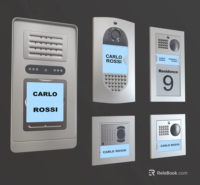 Modern Carlo Rossi Intercom Devices With Display Screen And Residence Number 9 3d model 