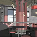 Industrial LOFT Clear Bar Net Red Clear Bar 3d model