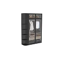 Modern Wardrobe With Glass Door Hanging Clothes And Storage Shelves