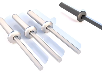 Multiple Solid Metal Hardware Tools With Round Head Steel Rods 3d model