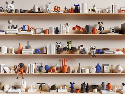 Creative Decorative Ornament Combinations With Various Shapes Colors And Home Shelf Display Pieces 3d model
