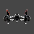 Futuristic White And Red Spaceship Flying In Starry Outer Space 3d model