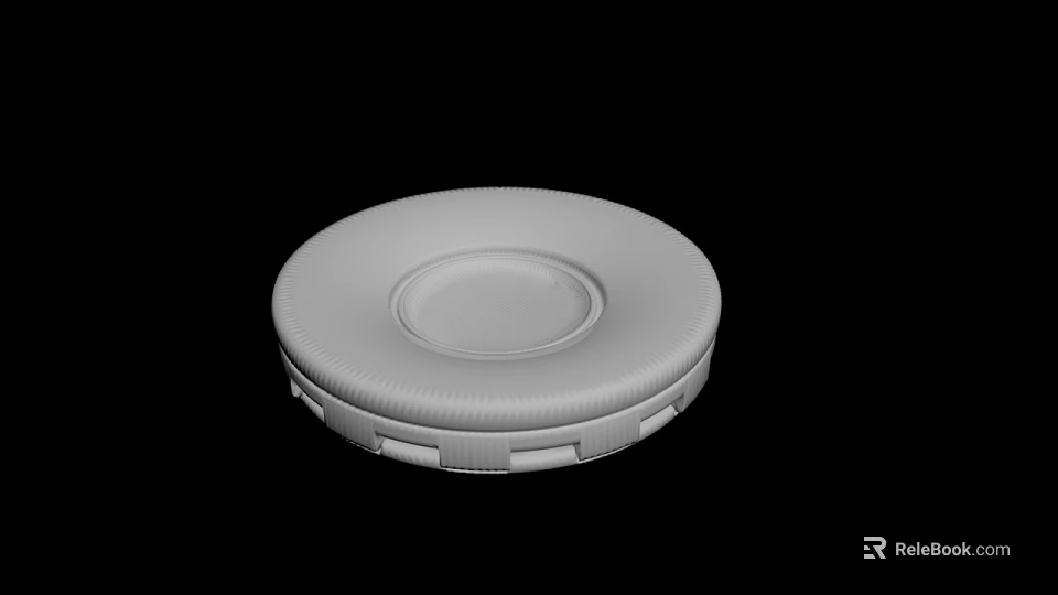 Gray Circular Textured Cover With Smooth Top Surface And Detailed Edge Structure 3d model 