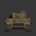 Military Tank With Long Gun Barrel Heavy Tracks Turret Antenna And Sand Texture