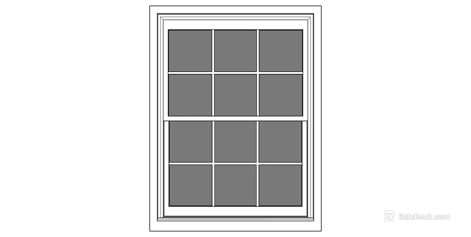 Sliding Door With White Frame And Multiple Glass Panes For Interior Design 3d model