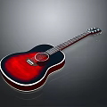 Acoustic Guitar with Red and Black Gradient Body and Steel Strings for Daily Use