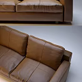 Modern Brown Leather Two Seater Sofa With Comfortable Cushions And Armrests 3d model