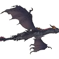 Flying Dragon With Dark Wings Sharp Horns And Scaly Body In Flight